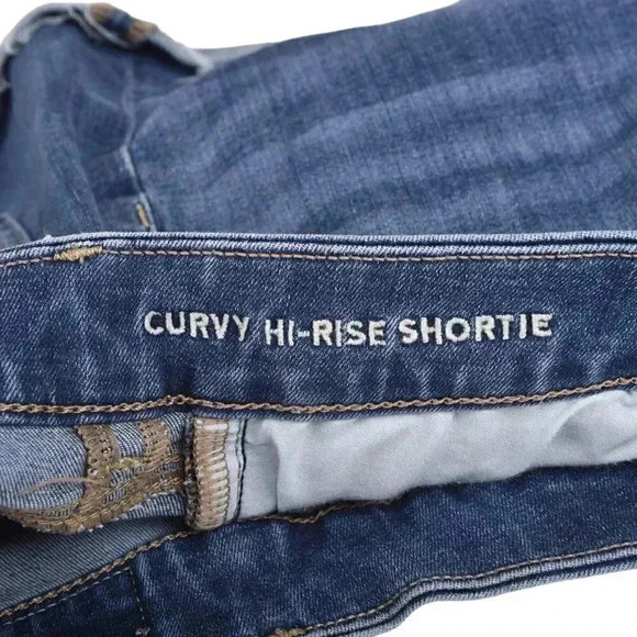 American Eagle  Curvy Hi-Rise Shortie Jean Shorts Blue Denim Size 4 - Picture 6 of 9